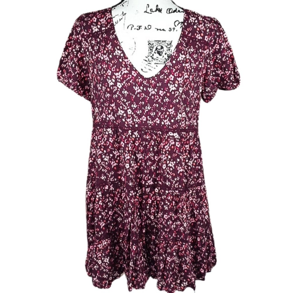 WILD FABLE Red Floral Tiered Babydoll Dress - Picture 5 of 7
